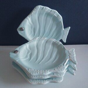 Mud Pie Fish Plates 5.5 inch Set of 4 Charcuterie Tapas Lot